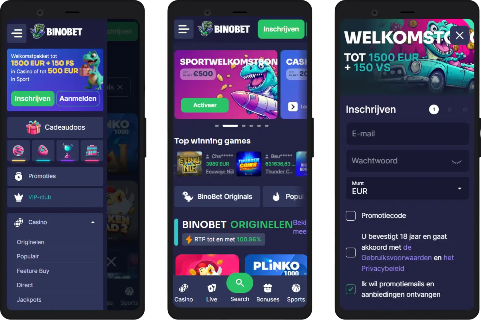 Mobiel spelen bij Binobet Casino op smartphone en tablet