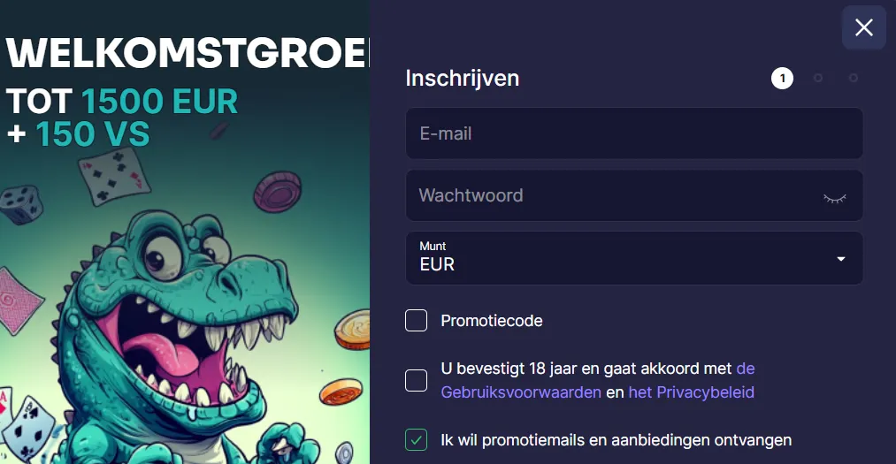 Registratieproces en account aanmaken bij Binobet Casino